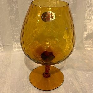 Vintage E.O. Brody Amber Optic Italian Blown Glass Vase / Brandy Snifter